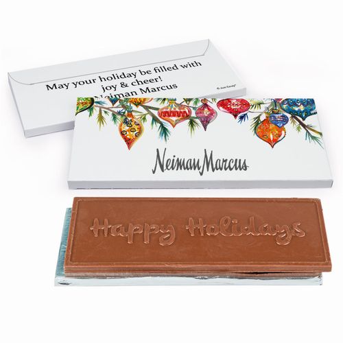 Deluxe Personalized Christmas Add Your Logo Ornaments Chocolate Bar in Gift Box