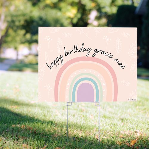 Personalized Kids Birthday Yard Sign Rainbow