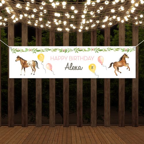 Personalized Horse Birthday 5 Ft. Banner - Wild Horse