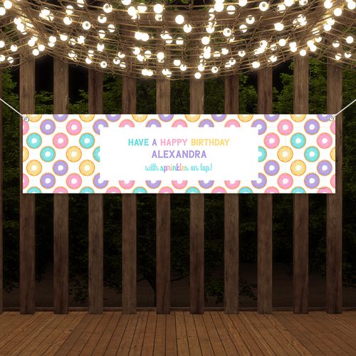 Personalized Donut Birthday 5 Ft. Banner - Donut Party