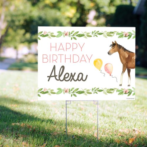 Personalized Kids Birthday Yard Sign Horses