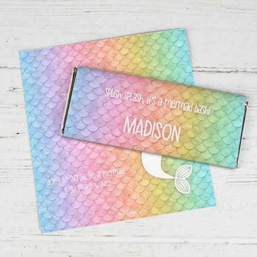 Personalized Mermaid Birthday Chocolate Bar Wrappers Only - Rainbow Mermaid