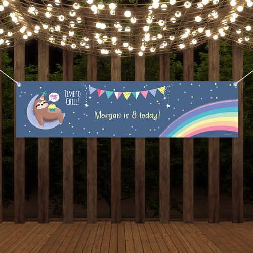 Personalized Sloth Birthday 5 Ft. Banner - Sloth Party