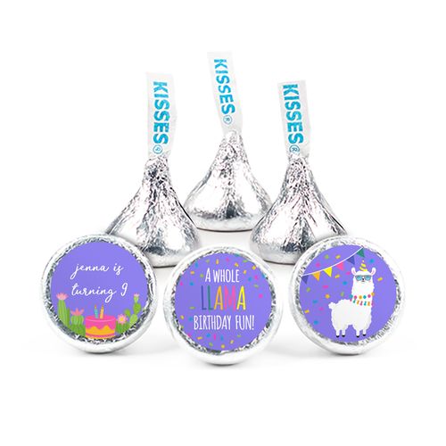 Personalized Party Llama Birthday 3/4" Stickers (108 Pack) for Hershey's Kisses