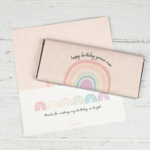 Personalized Rainbow Birthday Chocolate Bar Wrappers Only - Watercolor Rainbows