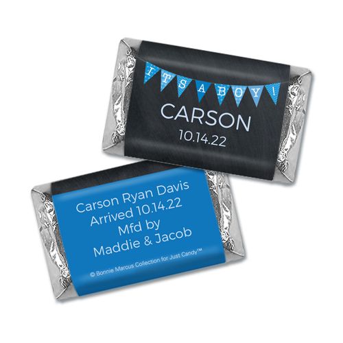 Bonnie Marcus Collection Personalized Hershey's Miniature and Wrapper It's a Boy Banner Boy Birth Announcement