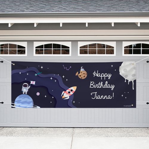 Personalized Space Birthday Garage Banner - Out of this World