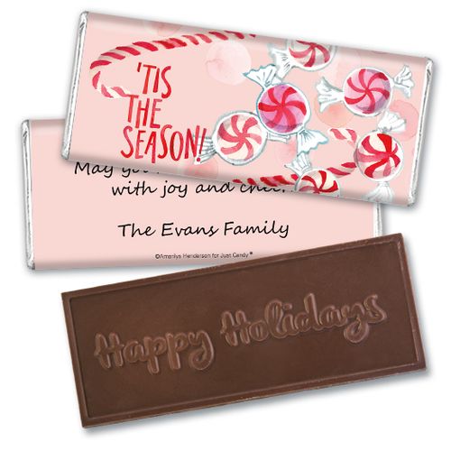 Personalized Embossed Chocolate Bar - Christmas 'Tis the Season