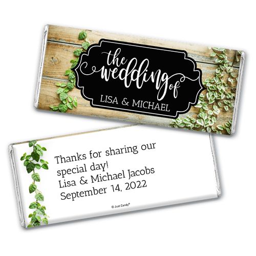 Personalized Vines of Love Wedding Chocolate Bar Wrappers