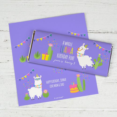 Personalized Kids Birthday - Llama Fun Chocolate Bar Wrappers