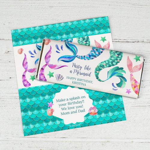 Personalized Mermaid Birthday Chocolate Bar Wrappers Only - Mermaid Tails