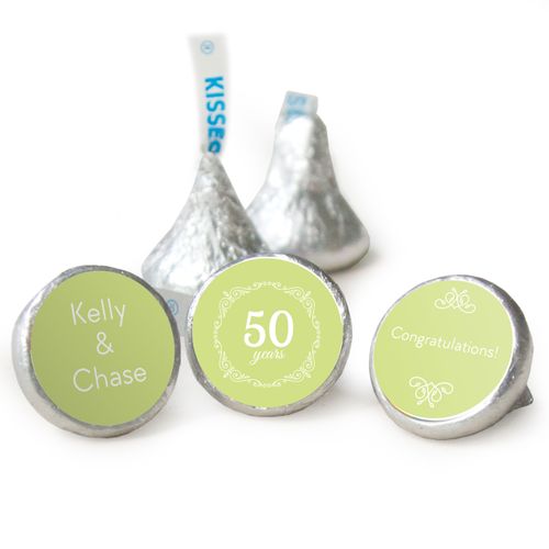 Anniversary Party Favors Personalized Green Swirls 50th Anniversary Hershey's Kisses Candy