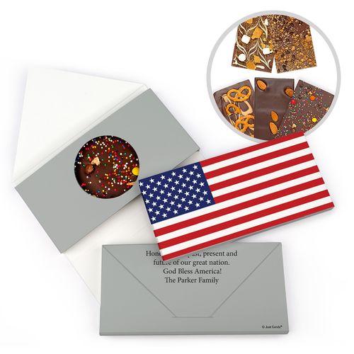 Personalized American Flag Gourmet Infused Belgian Chocolate Bars (3.5oz)