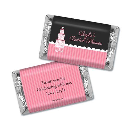 Personalized Bridal Shower Pink Cake Miniatures Wrappers