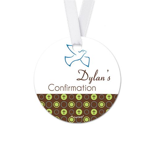 Personalized Soaring Dove Confirmation Round Favor Gift Tags (20 Pack)