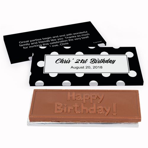 Deluxe Personalized Birthday Dots Birthday Chocolate Bar in Gift Box