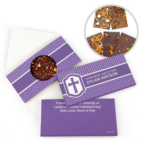 Personalized Engraved Cross Confirmation Gourmet Infused Belgian Chocolate Bars (3.5oz)