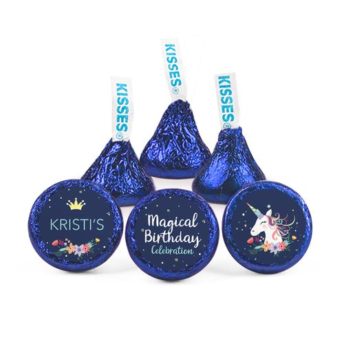 Personalized Unicorn Birthday Hershey's Kisses - Blue Unicorn