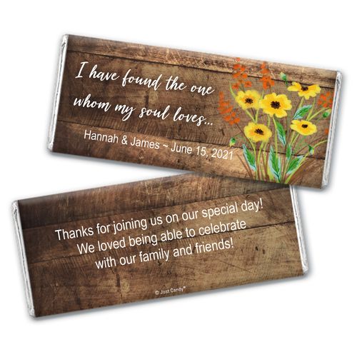 Personalized Painted Flowers Wedding Chocolate Bars