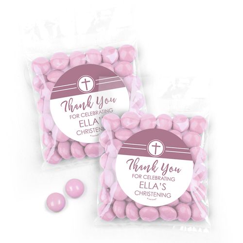 Personalized Christening Pink Cross Candy Bags - Just Candy Milk Chocolate Minis