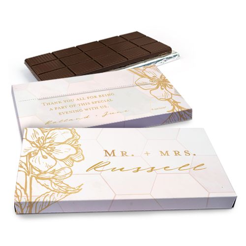 Deluxe Personalized Blushing Dream Wedding Chocolate Bar in Gift Box (3oz Bar)
