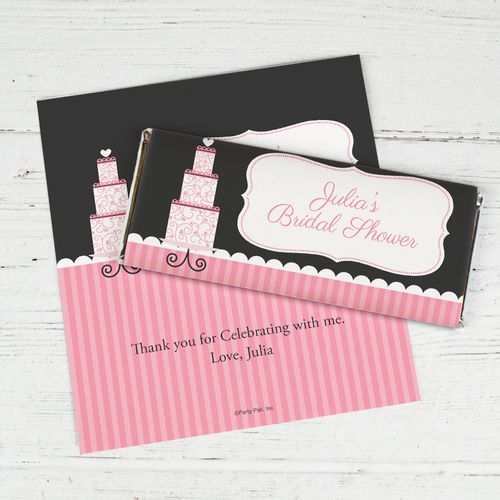 Personalized Bridal Shower Pink Cake Chocolate Bar Wrappers