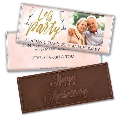 Personalized Bonnie Marcus Embossed Chocolate Bar Champagne Party Anniversary Favor