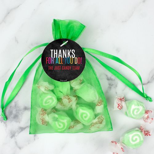 Personalized Thank You Taffy Organza Bags - Colorful Thanks