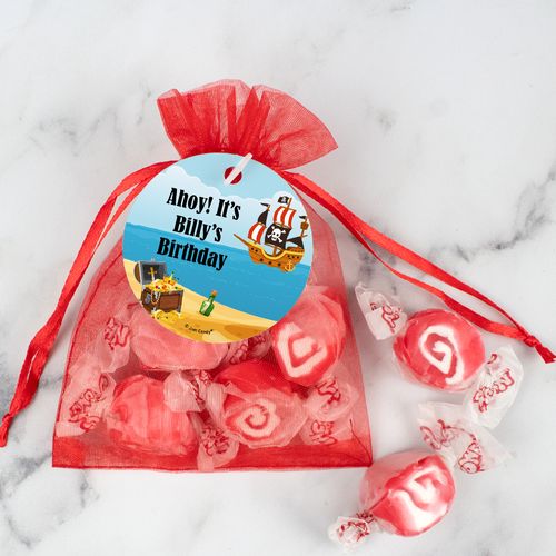 Personalized Pirate Birthday Taffy Organza Bags - Pirate Gold