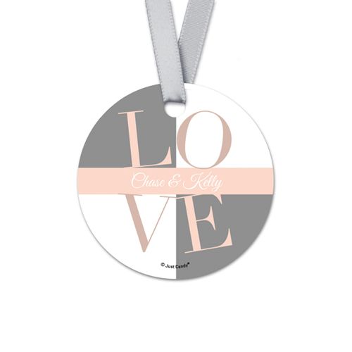 Personalized Pop Art Love Rehearsal Dinner Round Favor Gift Tags (20 Pack)