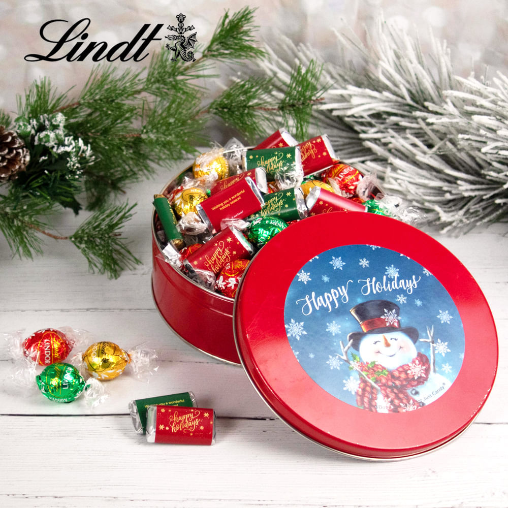 Christmas Jolly Snowman Tin with Lindt Truffles (approx 45 pcs