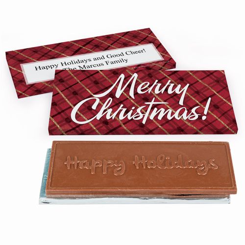 Deluxe Personalized Classical Christmas Embossed Chocolate Bar in Gift Box