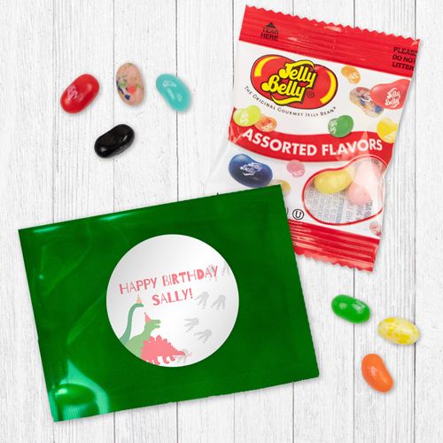 Personalized Dinosaur Birthday Jelly Belly Jelly Beans - Pink Dinosaur