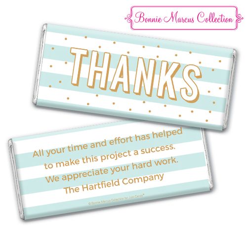 Personalized Bonnie Marcus Stripes and Dots Thank You Chocolate Bar & Wrapper