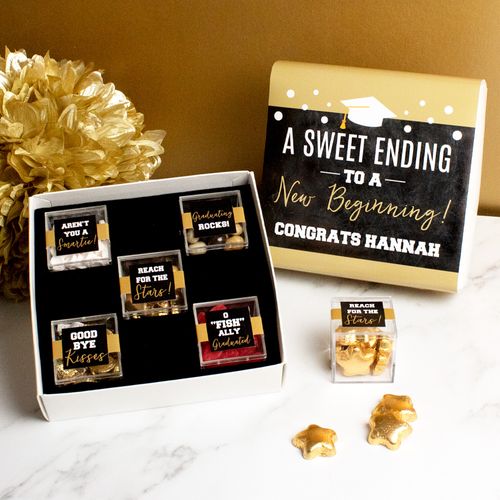 Personalized Graduation Premium Gift Box with 5 JUST CANDY® favor cubes - A Sweet Ending to a New Beginning!