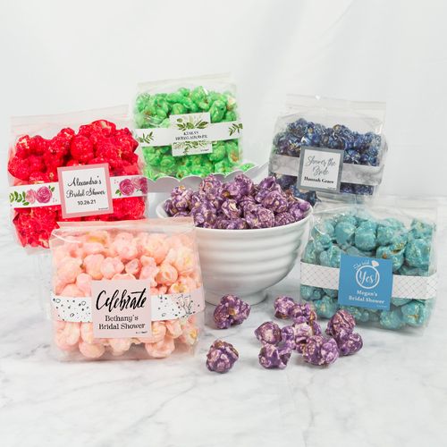 Personalized Bridal Shower Candy Coated Popcorn 3.5 oz Bags