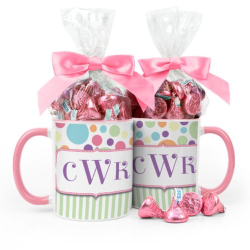 Personalized Baby Shower Stripes & Polka Dots 11oz Mug with Hershey's Kisses