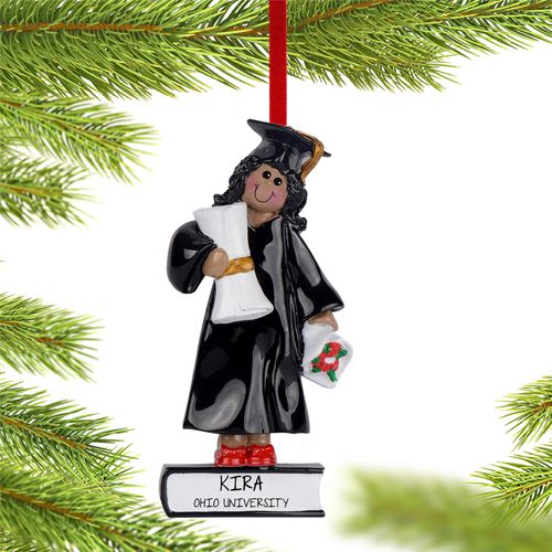 African American Graduate Girl Holiday Ornament
