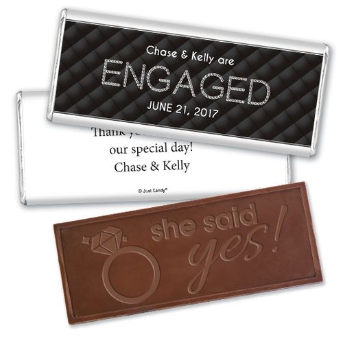 Engagement Party Personalized Embossed Chocolate Bar Chanel Inspired Quilted Engaged!