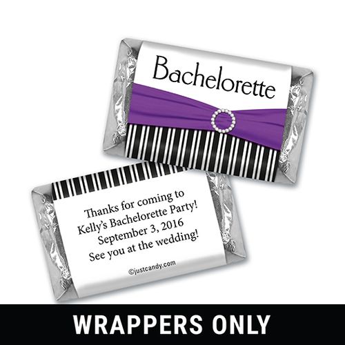 Bachelorette Party Favor Personalized HERSHEY'S MINIATURES Wrappers Glamour Stripes and Bow