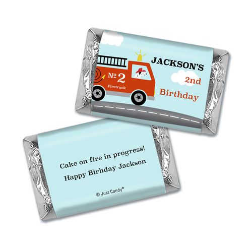 Fire Truck Kids Birthday Personalized Miniature Wrappers