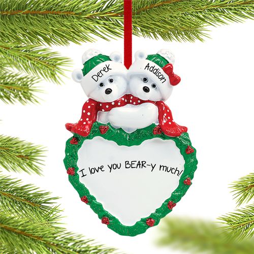 Christmas Bears With Heart Holiday Ornament