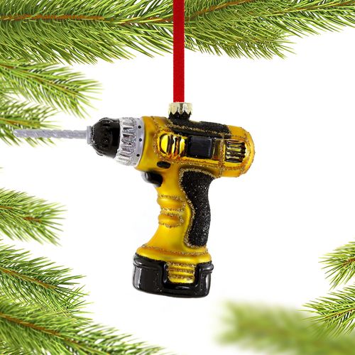 Cordless Drill Yellow Holiday Ornament