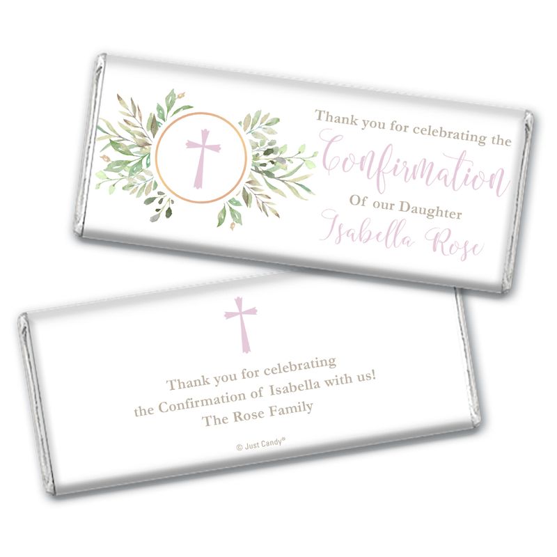 Greenery Confirmation Personalized Chocolate (3oz) - Whcandy.com