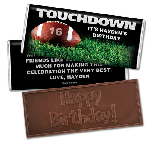 Birthday Personalized Embossed Chocolate Bar Football Touchdown