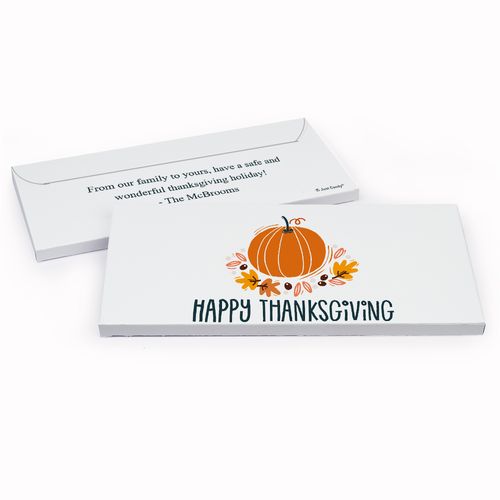 Deluxe Personalized Fall Pumpkin Thanksgiving Chocolate Bar in Gift Box