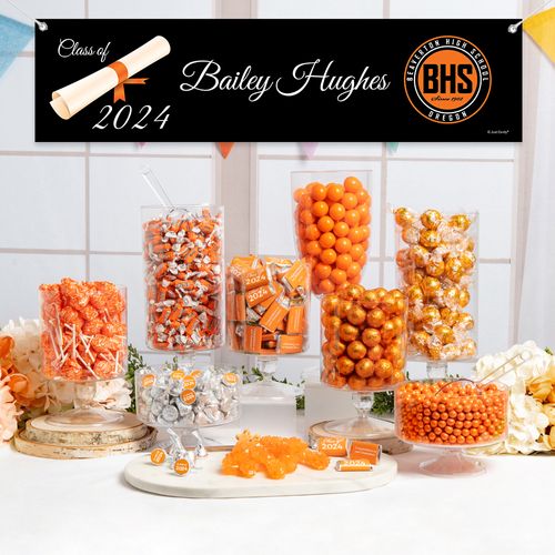 Personalized Orange Graduation Diploma Deluxe Candy Buffet