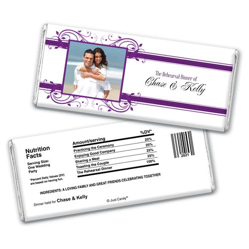 Decadent DiningRehearsal Dinner Favor Personalized Candy Bar - Wrapper Only
