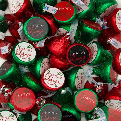 Christmas Bright Happy Holidays Hershey's Kisses Candy - Assembled 100 Pack