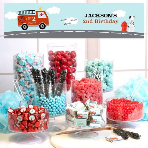 Personalized Deluxe Fire Truck Birthday Candy Buffet - Red Fire Truck